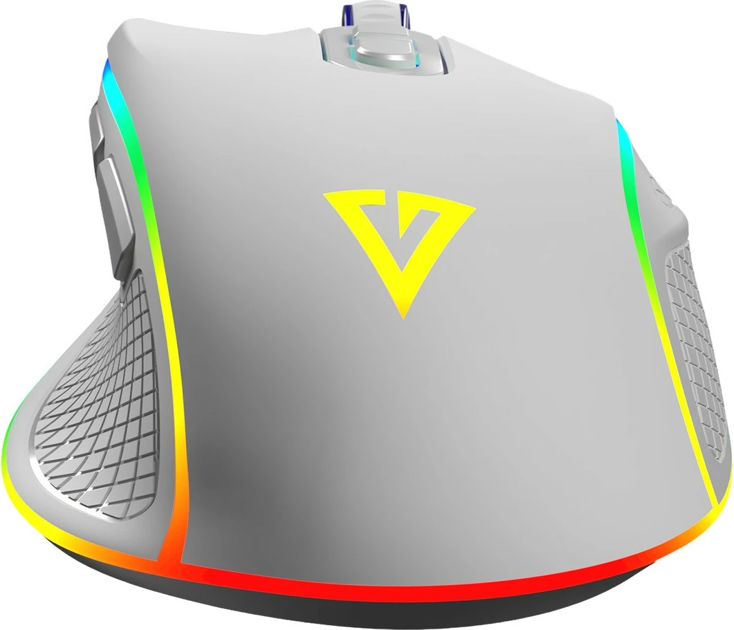 Maus MODECOM Volcano Veles, me kabllo USB, optik, RGB, 800-12800 DPI, 8 butona, bardhë