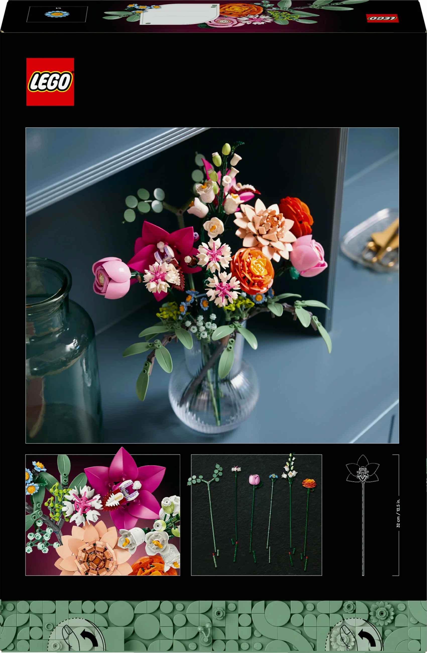 Set ndërtimi LEGO Botanicals Schöner Rosafarbener Blumenstrauß 10342, shumëngjyrësh