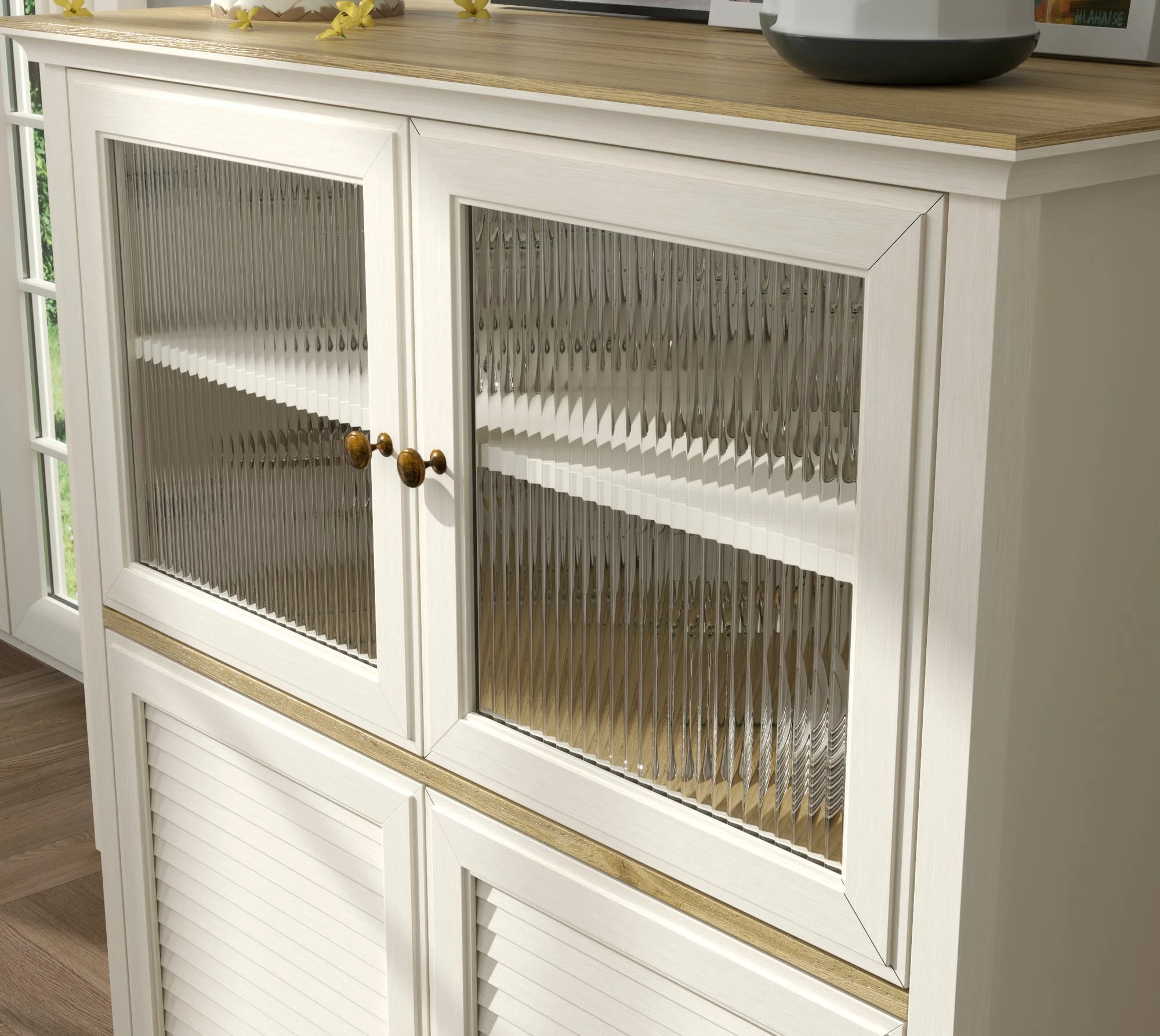 Dollap multifunksional, ngjyrë krem dhe lis, FRN-21022