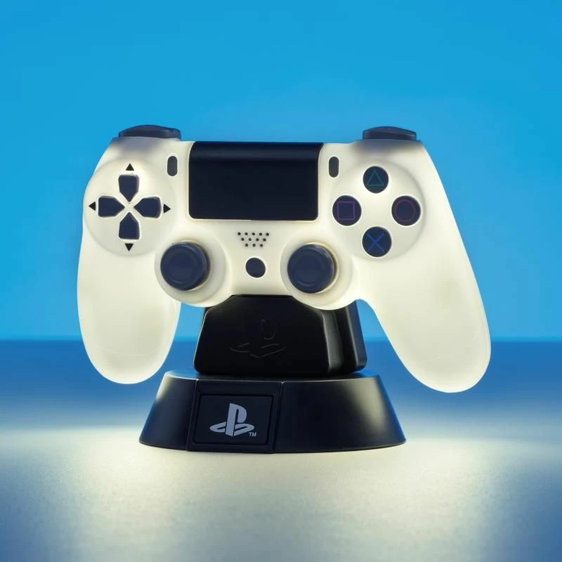 Lampë dekorative Paladone PlayStation DS4 Controller Icon Light V2, 30 cm, 3 modalitete drite, USB/3x AAA, bardhë/zezë