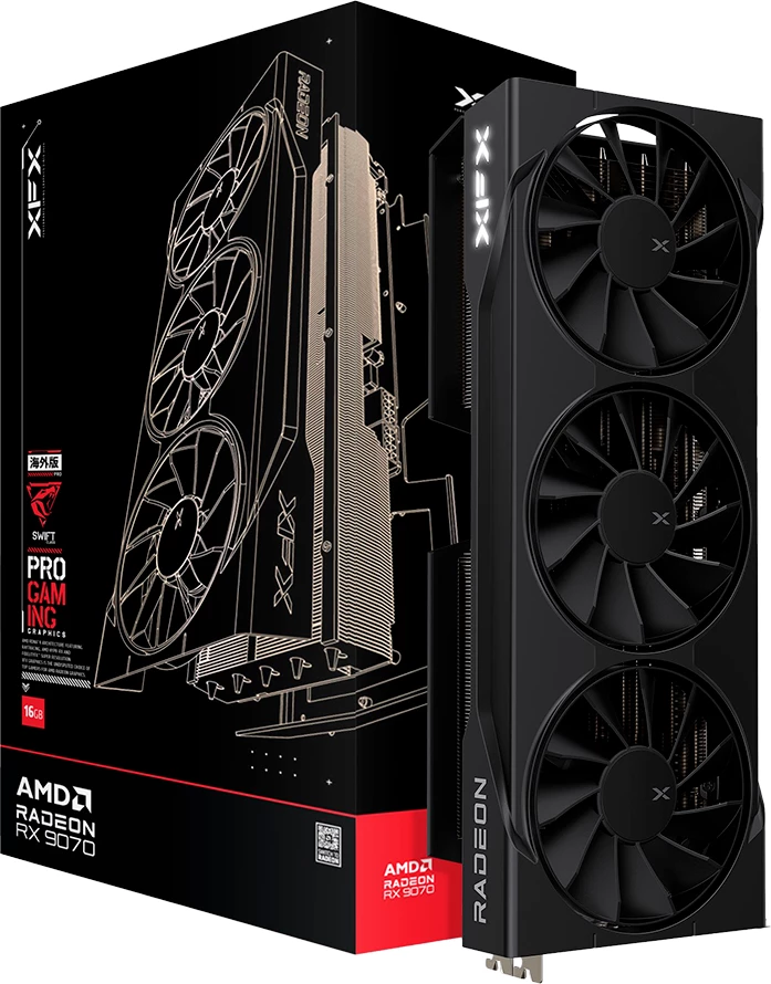 Kartë grafike XFX Swift Radeon RX 9070 OC 16GB GDDR6, Triple Fan, HDMI + 3xDP, e zezë