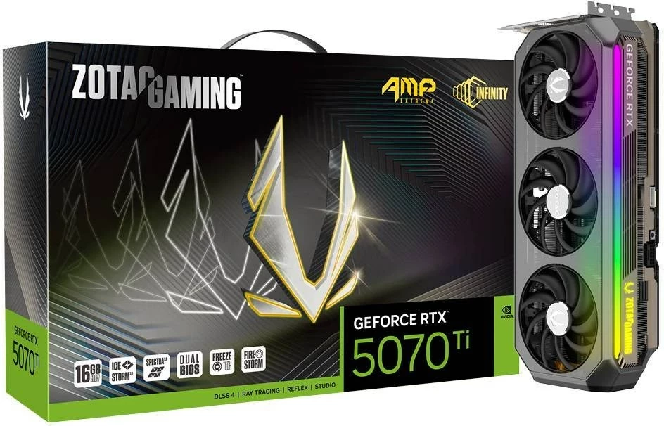 Kartelë grafike ZOTAC GAMING GeForce RTX 5070 Ti AMP Extreme INFINITY, 16 GB GDDR7, e zezë