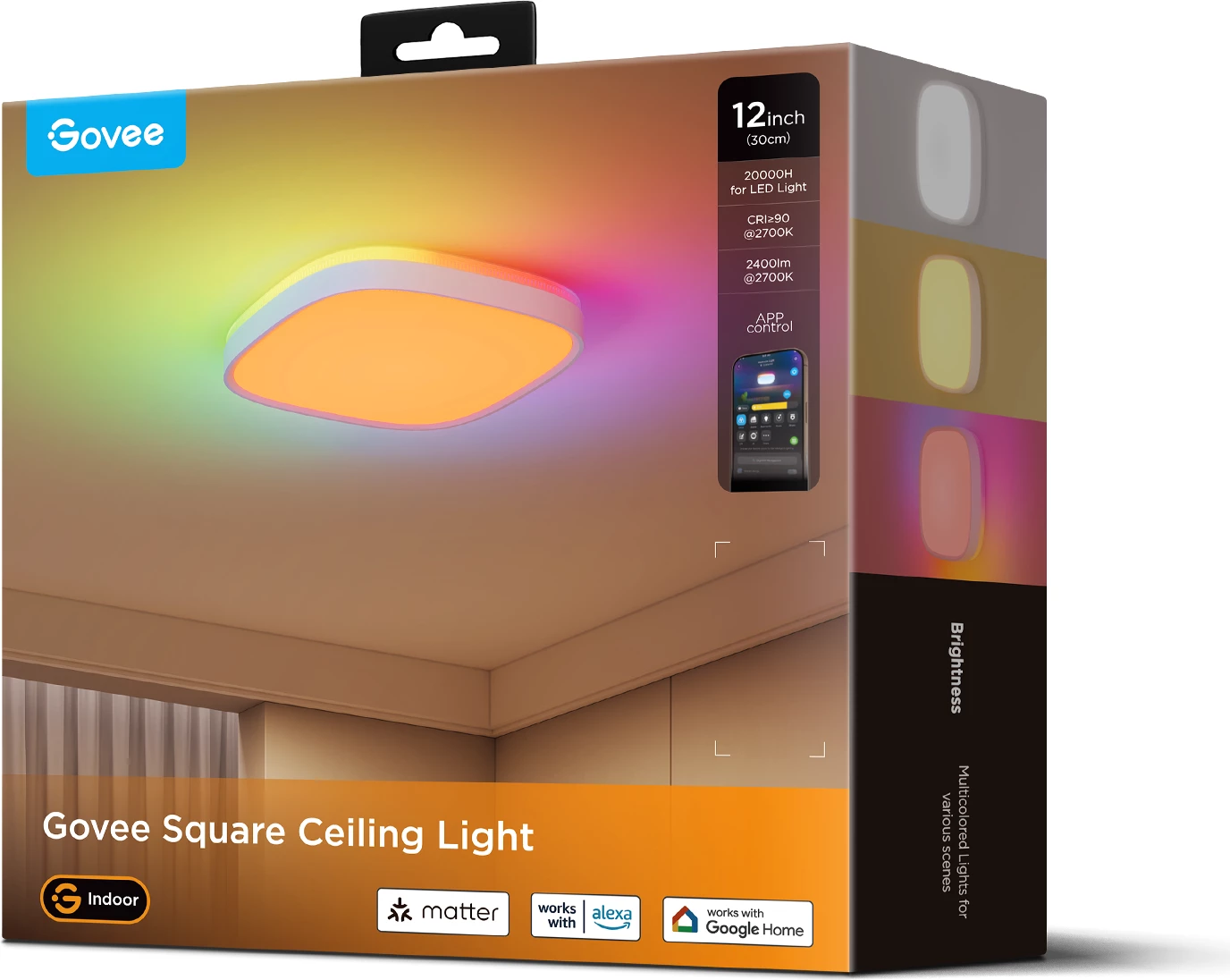 Dritë tavanore smart Govee Square Ceiling Light RGBWW + RGBIC 30 cm, e bardhë