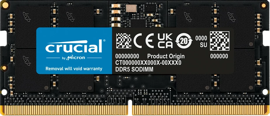 RAM Memorje Crucial CT16G56C46S5T, 16GB DDR5 5600MHz SO-DIMM ECC, e zezë