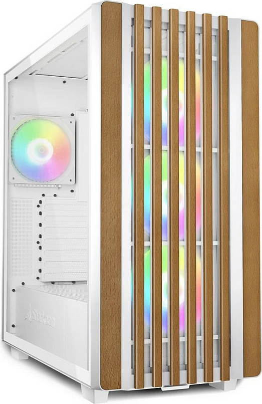 Kasë SHARKOON Rebel C70G RGB, Full Tower ATX, xham i temperuar, 3x120mm fan, White/Wood