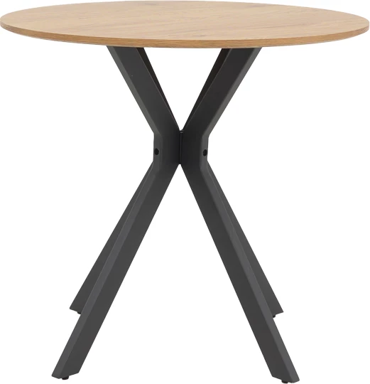 Tavolinë Xuson, MDF natyral, këmbë metalike të zeza, D80x75cm