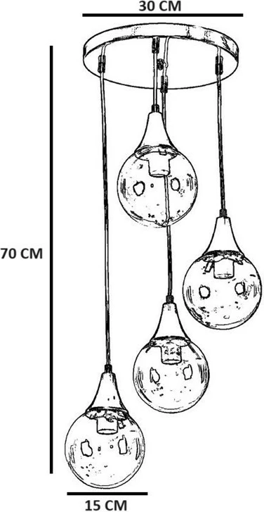Llambë tavani Opviq Afra, 4 llampa, metal i zi, xham fume
