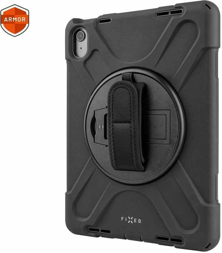 Mbështjellës Rugged Fixed për Apple iPad 10.9" (2022) / iPad 11" (2025), 360° rrotullues, silikon i përforcuar, i zi