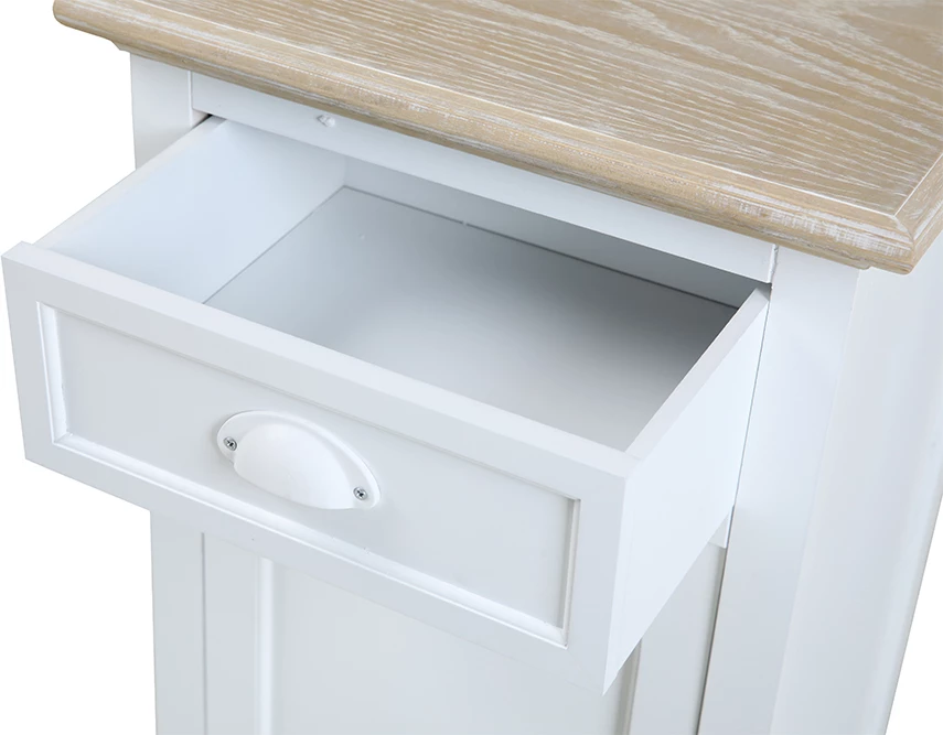 Komodinë Kimolos, 1 derë, 1 sirtar, e bardhë-natyrale, 43x35x71