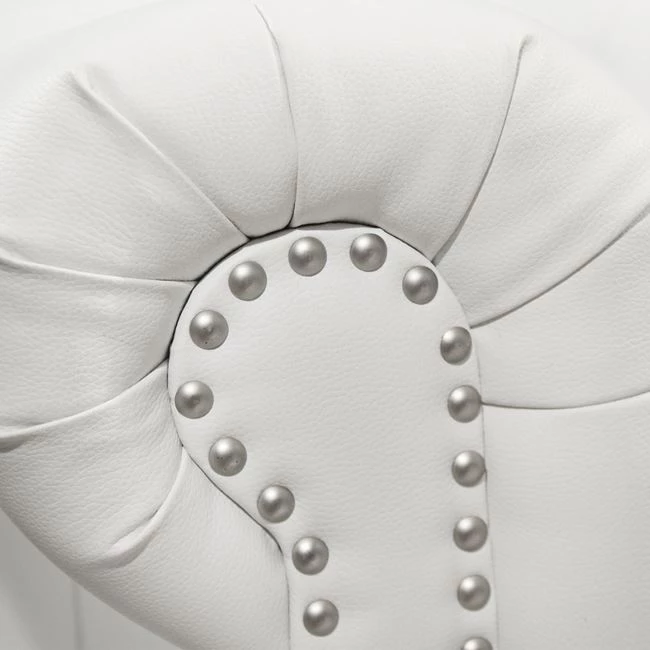 Divan 2 vendësh Chesterfield tipi FH3010.02 Lëkurë sintetike e bardhë mat 155x90x73 cm