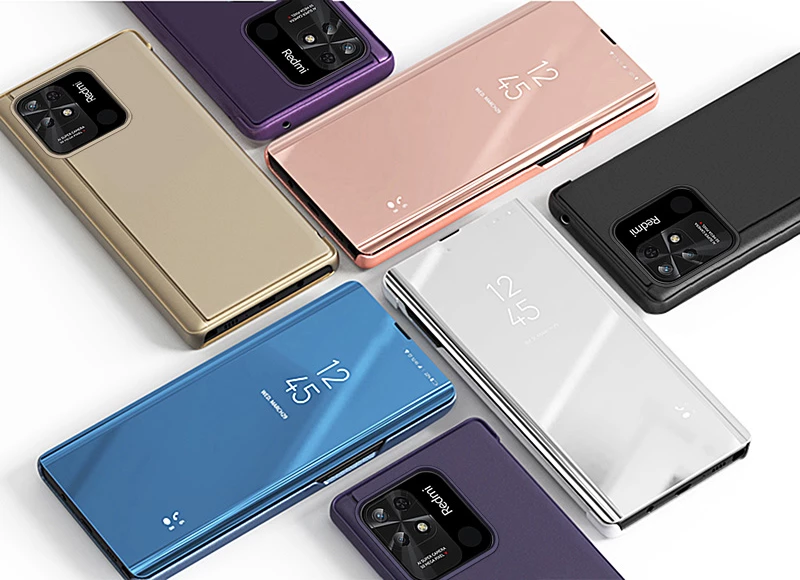 Mbështjellës Hurtel Clear View Case për Xiaomi Redmi 10C, me kapak, e zezë