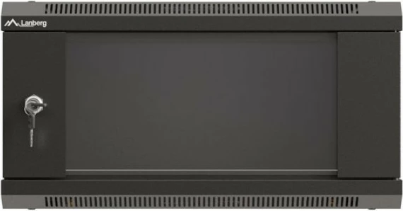 Kasë rrjeti Lanberg WF03-5304-10B, 19", 4U, derë xhami, e zezë, për montim në mur