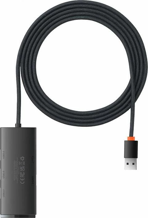 Hub USB Baseus Lite Series WKQX030201, 1x USB-C + 4x USB-A 3.0, 5 Gbps, kabllo 2 m, i zi