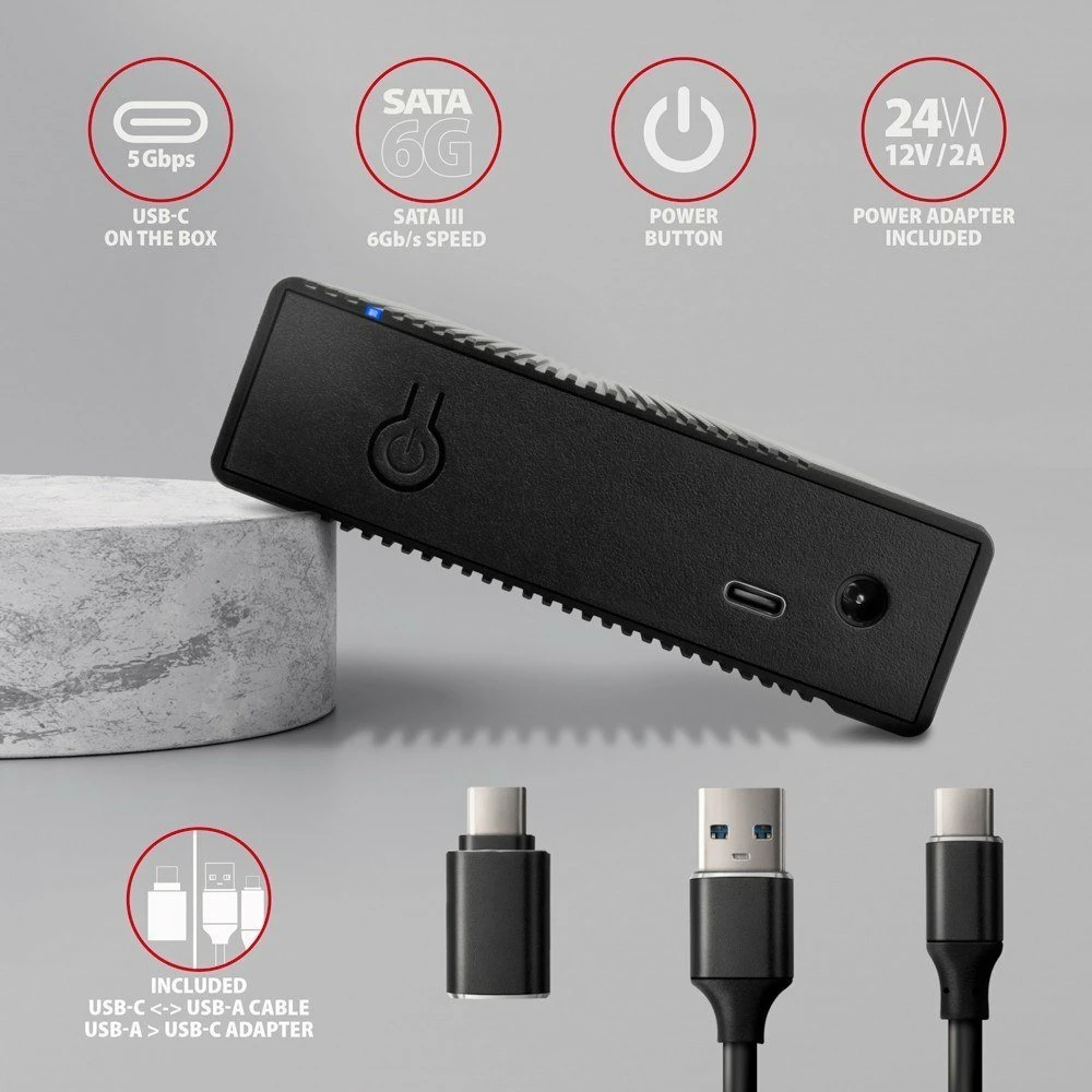 Kasë e jashtme për HDD 3.5\" Axagon EE35-GTR, USB 3.2 Gen 1, SATA 6G, alumini, e zezë