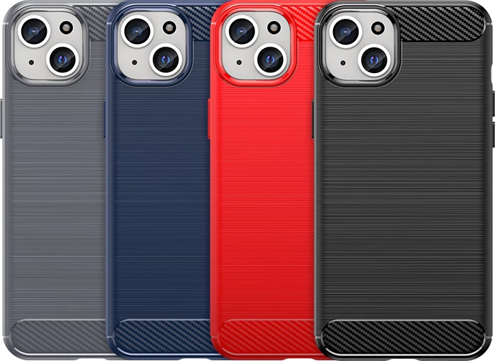 Mbështjellës Hurtel Carbon Case për iPhone 15 Plus, TPU, Blu