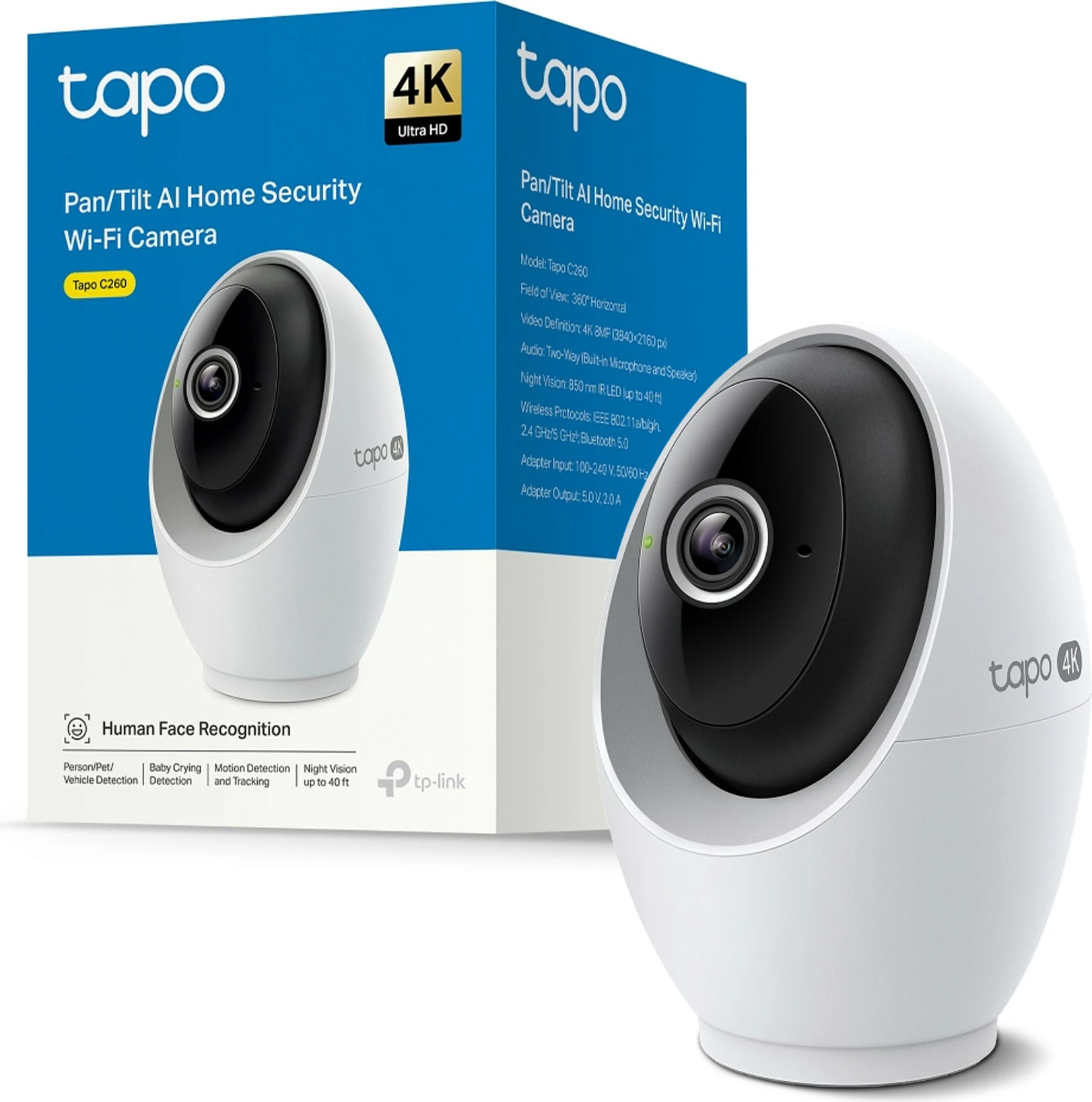 Kamerë rrjeti TP-Link Tapo C260, Wi‑Fi, pan/tilt, night vision, microSD, bardhë/zezë