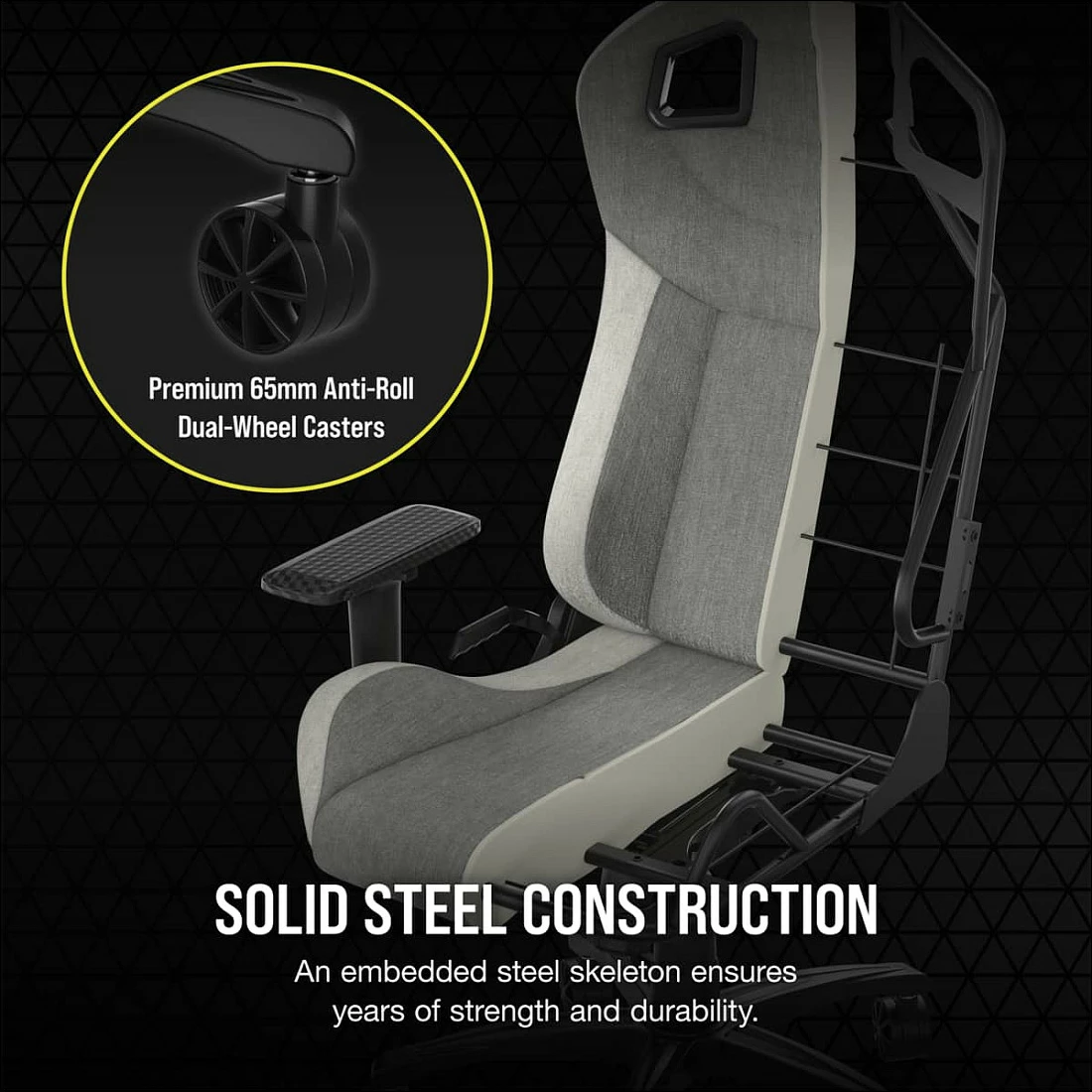 Karrige gaming Corsair T3 RUSH (2023), 4D armrest, mesh, deri 120 kg, Gri/Bardhë