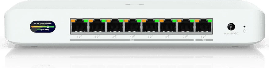 Switch Ubiquiti UDB-Switch, 7x 2.5G RJ45 + 1x 10G, PoE 185W, i bardhë