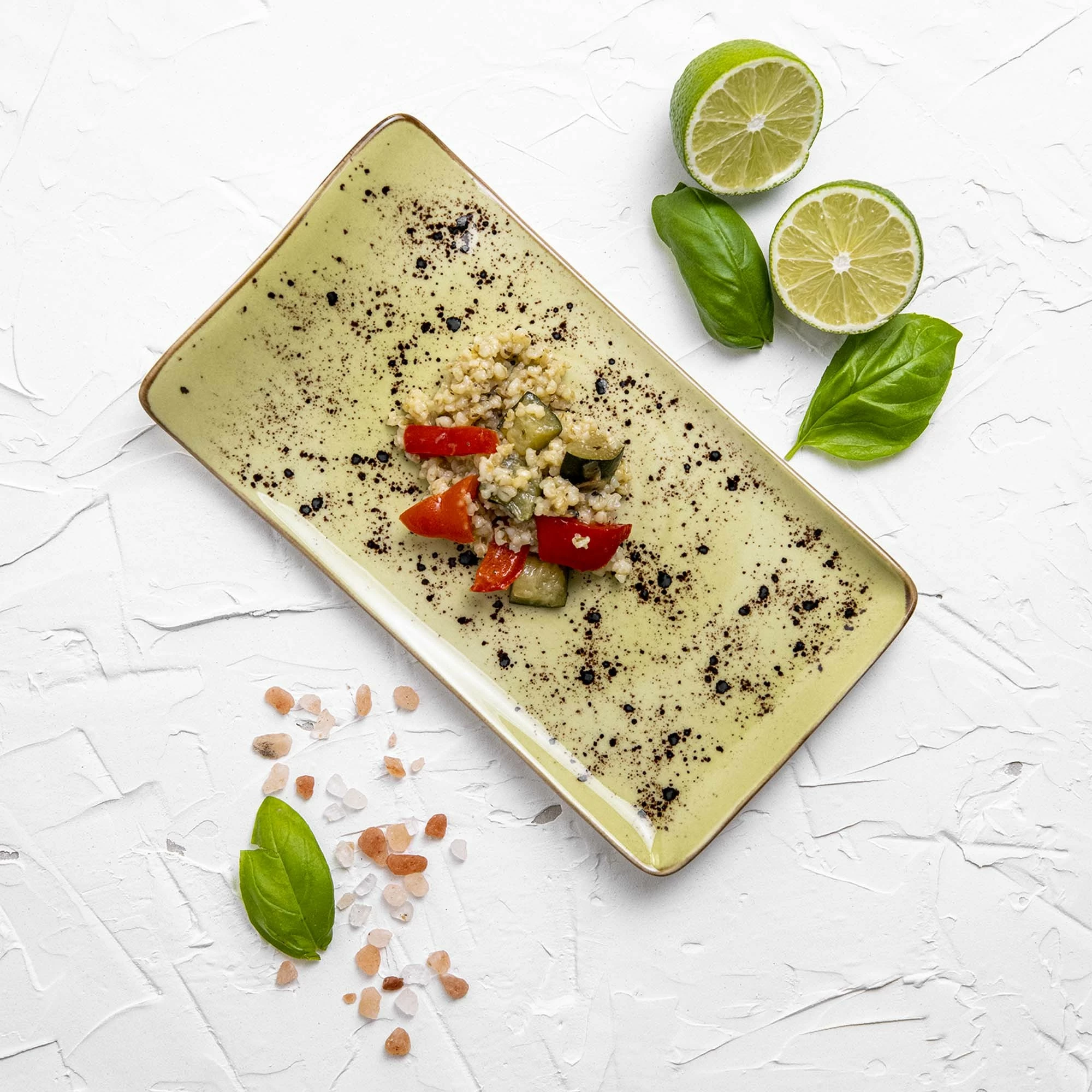 Pjatë drejtkëndore Fine Dine Olive 300x150 mm, e gjelbër, set 6 copë