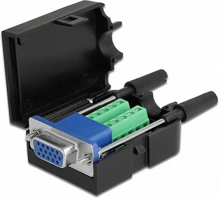 Adapter terminal bllok DeLOCK 66259, VGA 10-pin, AWG 26-18, zi/kaltër