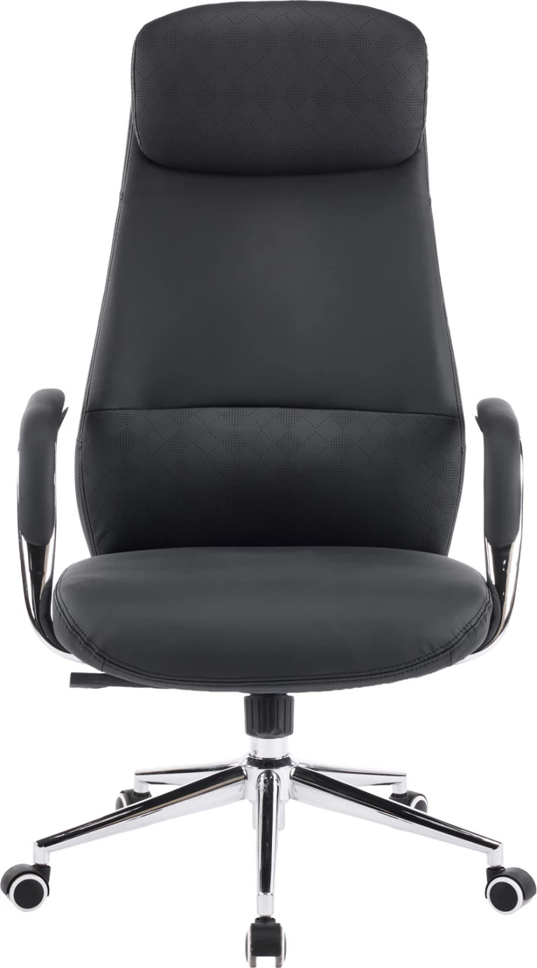 Karrige zyre SONTY, lëkurë PU e zezë, bazë kromi, FH18354.01, 64x68x125cm