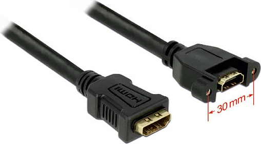 Kabllo zgjatëse HDMI DeLOCK 0.25 m, Type-A, me montim paneli, e zezë