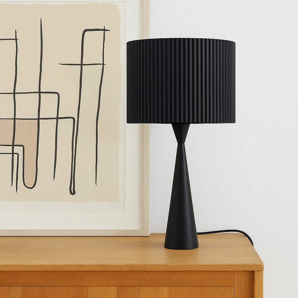 Llambë tavoline LINEAR 60, metal i zi, 26x26x60cm