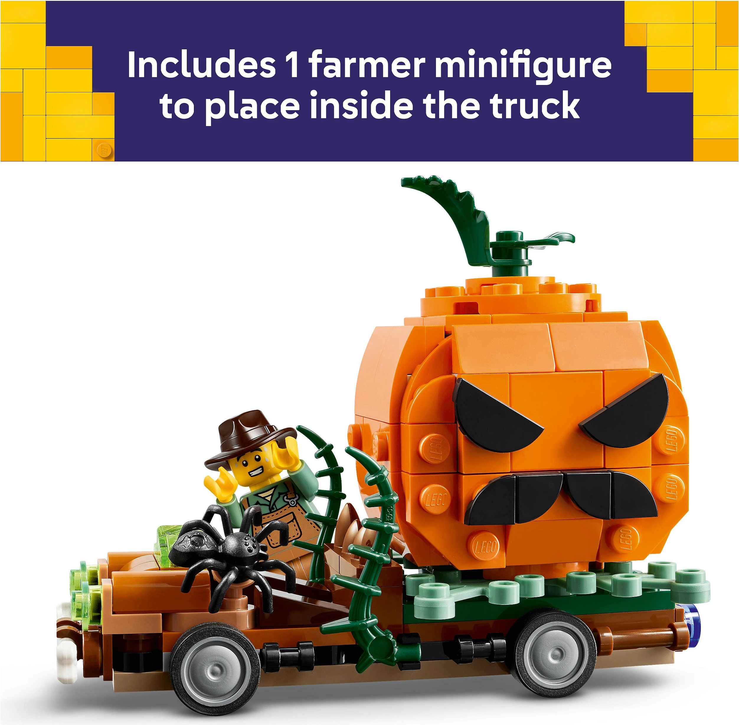 Set ndërtimi LEGO 40822 Jack-O-Lantern Pickup Truck, 177 pjesë, 8+, portokalli