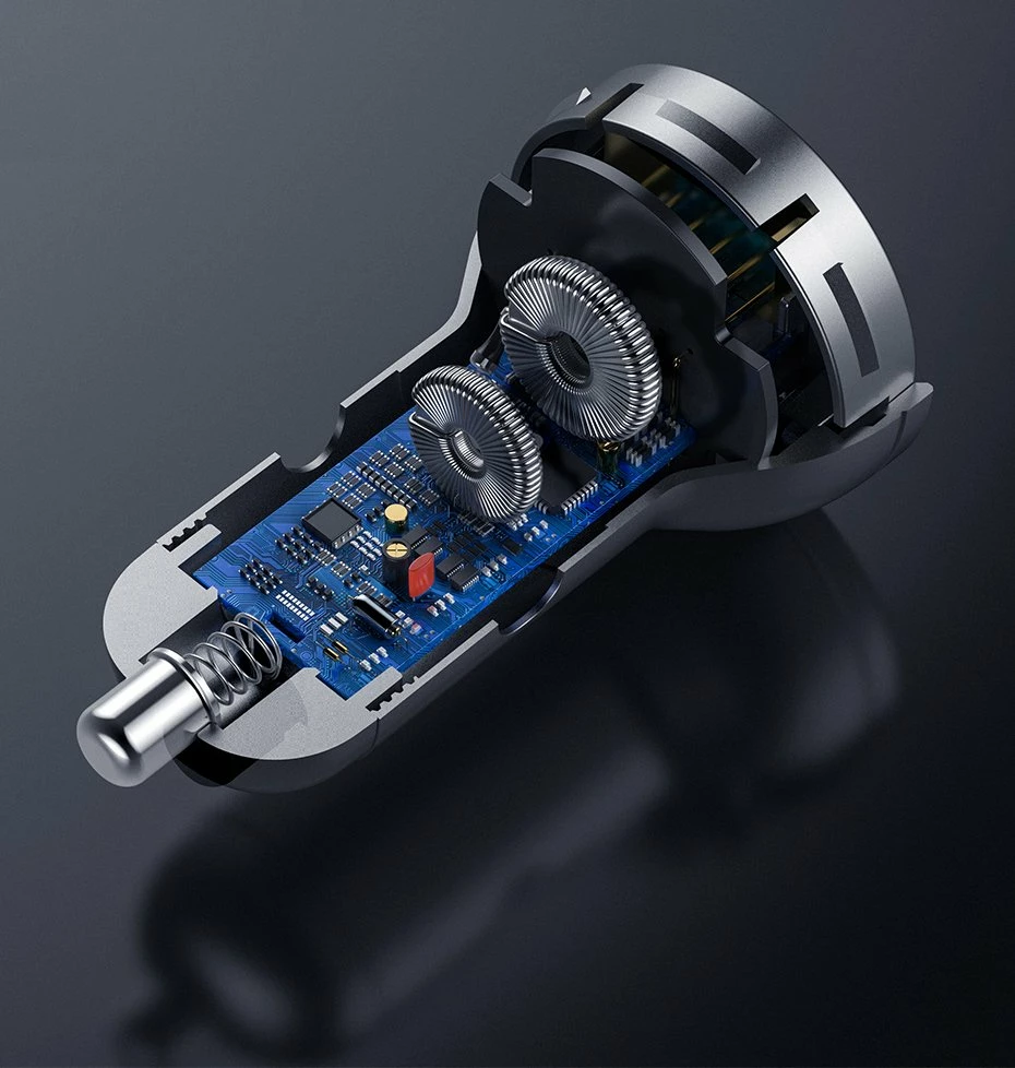 Karikues veture Baseus CCBX-0G, 2x USB, 24W, me ekran LCD, Gri