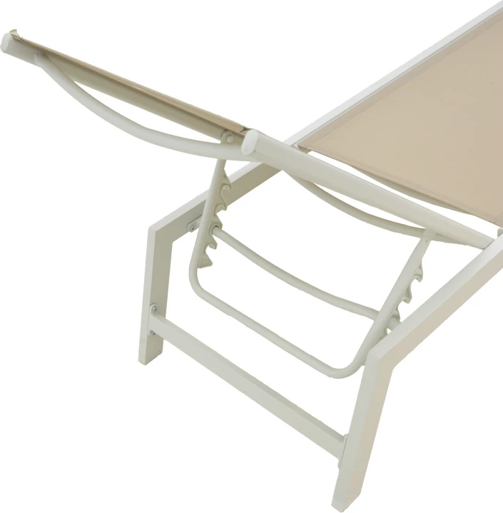 Shezlong alumini, tekstilene bezhë e bardhë, Boka, 60x192x31cm