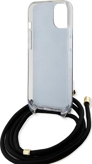 Mbështjellës Guess Crossbody Cord 4G Print për iPhone 15/14/13, i zi