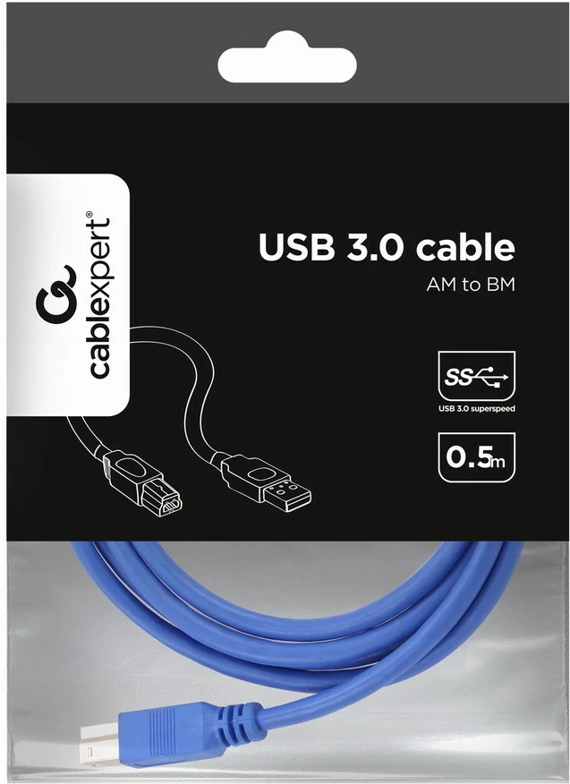 Kabllo USB Gembird CCP-USB3-AMBM-6, 1.83 m, USB A në USB B, Blu
