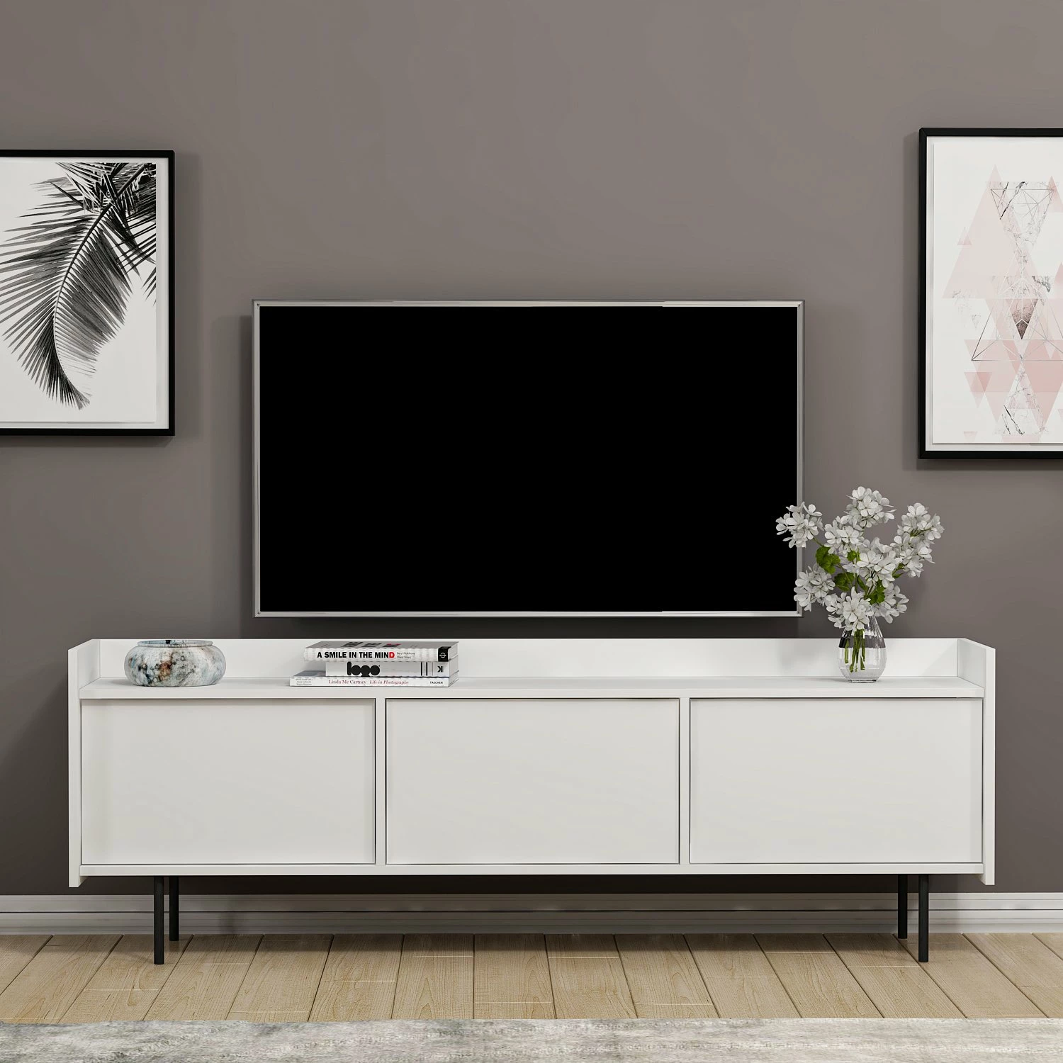 Komodë TV Hanah Home, Atlas, e bardhë