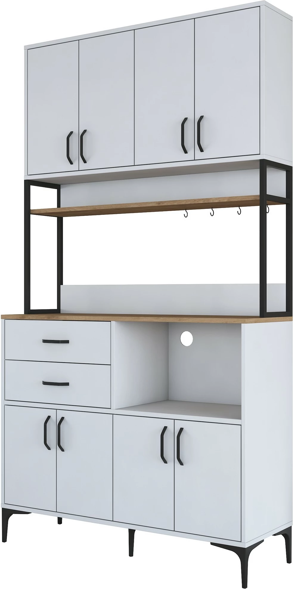 Dollap shumëfunksional, ngjyrë arre dhe e bardhë, Skye Decor, JE180 - 3403