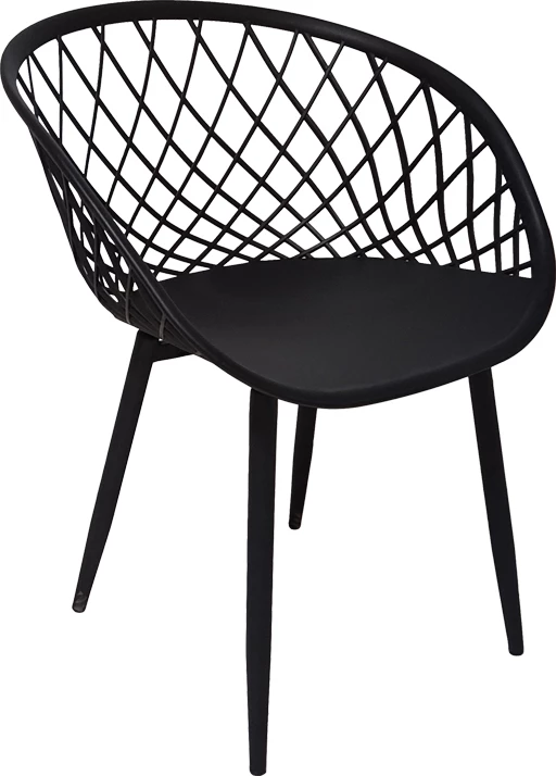 Set tavoline me karrige Ezra-Cuba, 5 pjesë, MDF-PP, ngjyrë e zezë, 120x70x76cm