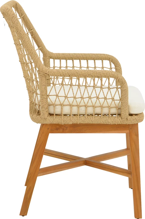 Tavolinë me karrige Elaiza-Kenda 5 pjesë dru teak, ngjyrë natyrale-bezhë, D120x75cm