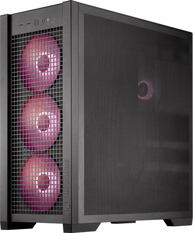 Kasë Asus TUF Gaming GT302 TG ARGB (90DC00I0-B19000), Midi Tower, e-ATX/ATX/mATX/Mini-ITX, me 4 ventilatorë ARGB 140mm, e zezë