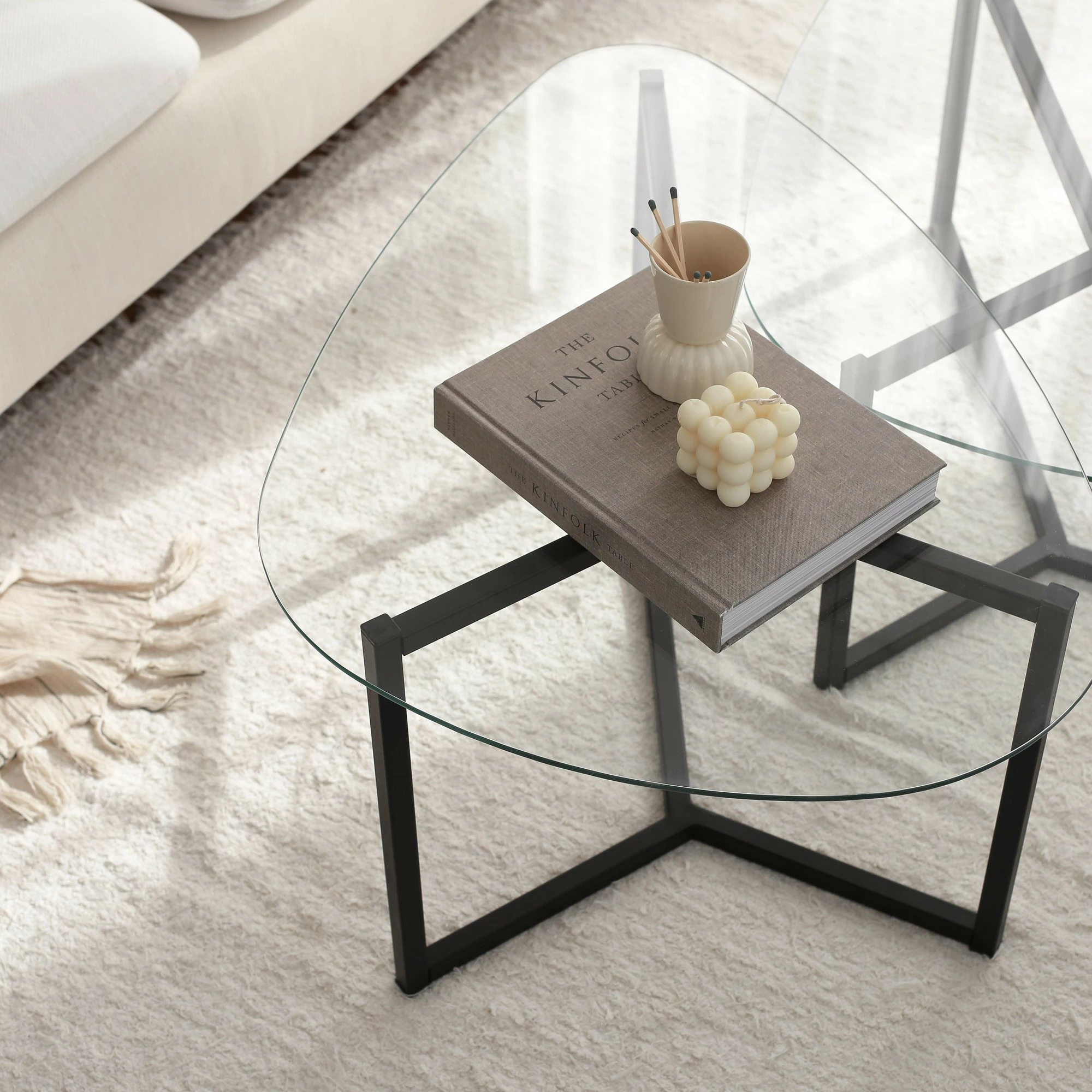 Set tavolinash kafeje Hanah Home, Bellisimo, e zezë mat