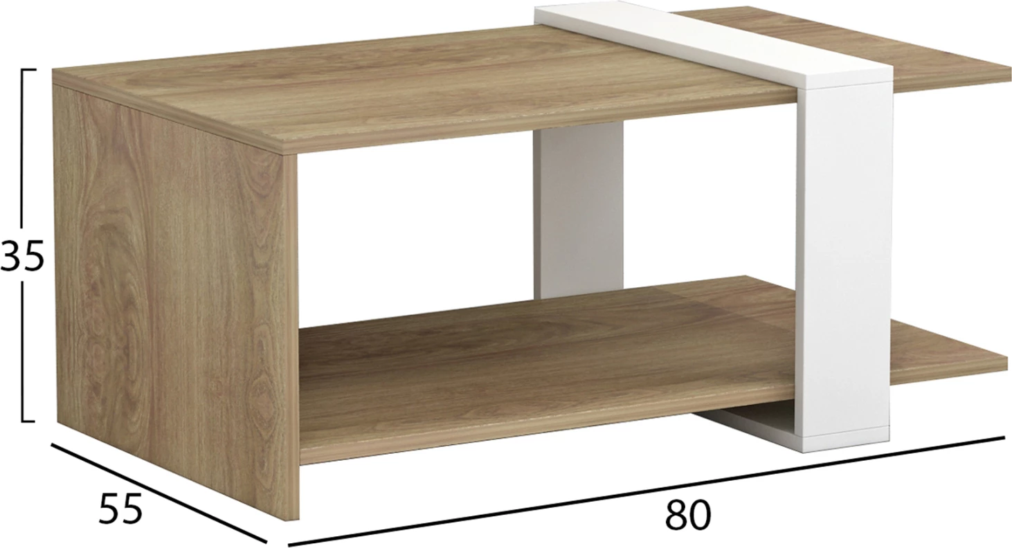Tavolinë kafeje WILMA FH8950.11 melaminë natyrale-bardhë 80Χ50Χ35H cm