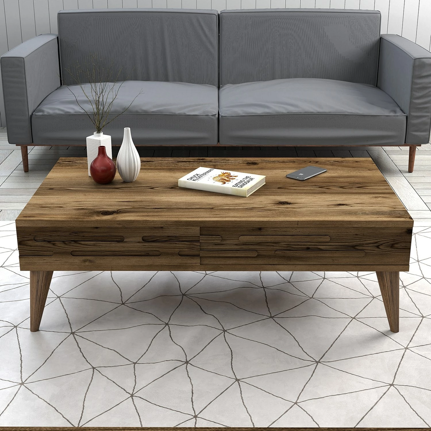 Set mobiljesh për dhomë dite, Valensiya, ngjyrë arre, Skye Decor