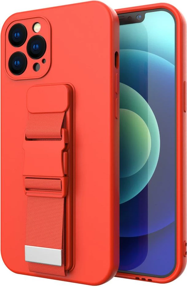 Mbështjellës Hurtel për iPhone 12, me litar, TPU, i kuq