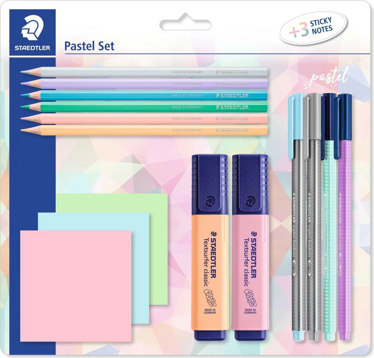 Set pastel STAEDTLER 61 SBK, 15 copë, lapsa, markerë, stilolapsa, sticky notes