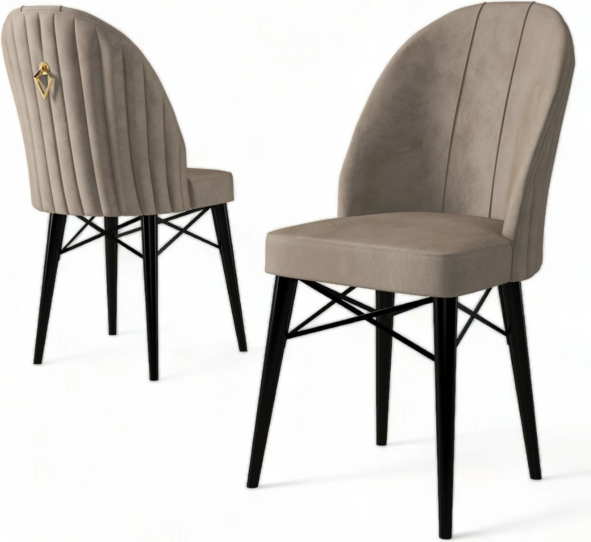 Set karrigesh (4 copë) Hanah Home, Ritim, kapuçino, e zezë