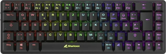 Tastierë mekanike Sharkoon PureWriter W65, Wired & Wireless, RGB LED, 65%, e zezë
