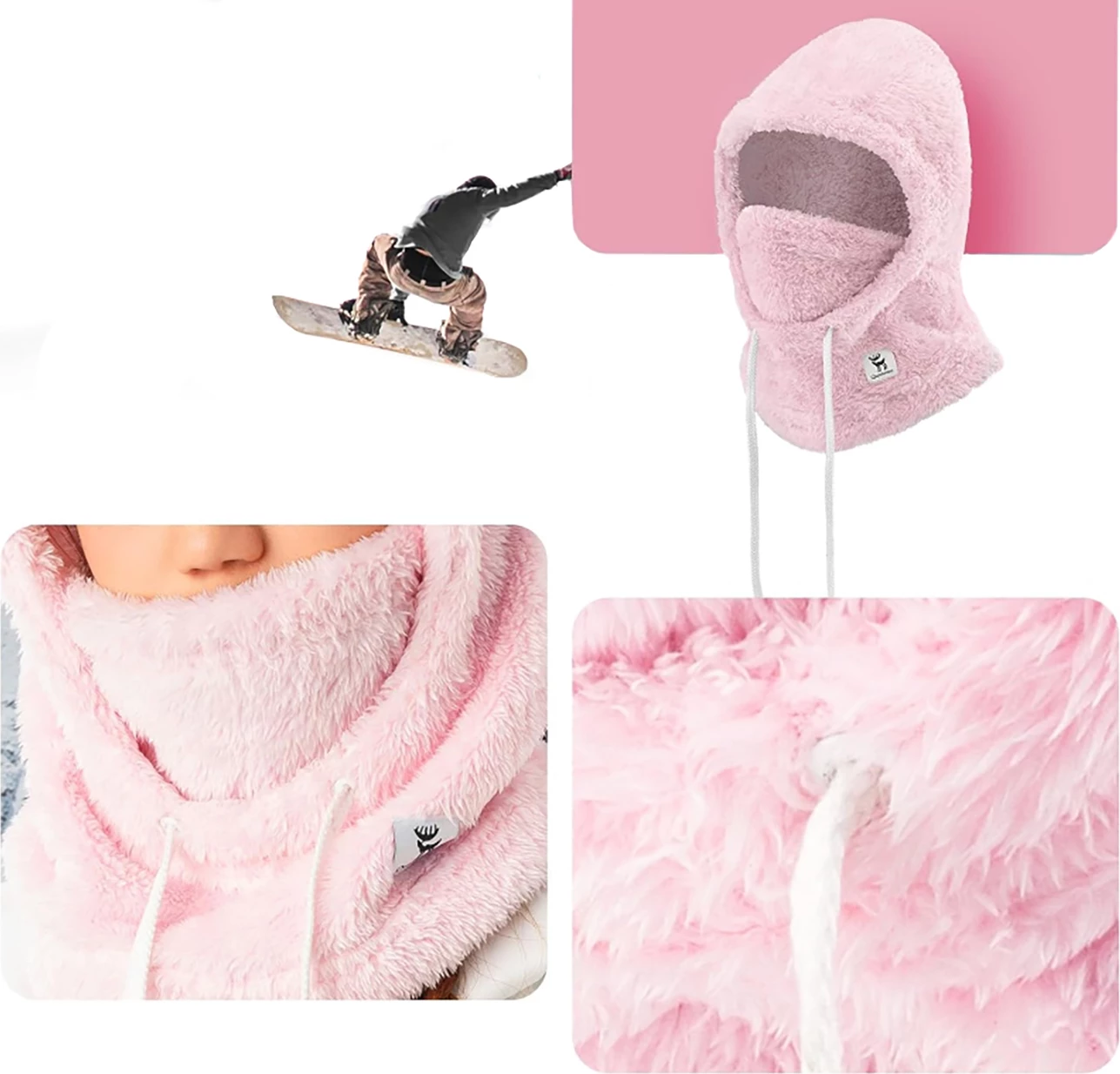 Balaklavë ski Qunature Arctic Velvet, M, rozë