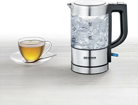 Çajnik elektrik Severin WK 3472, 0.5L, qelq/inoks, argjend