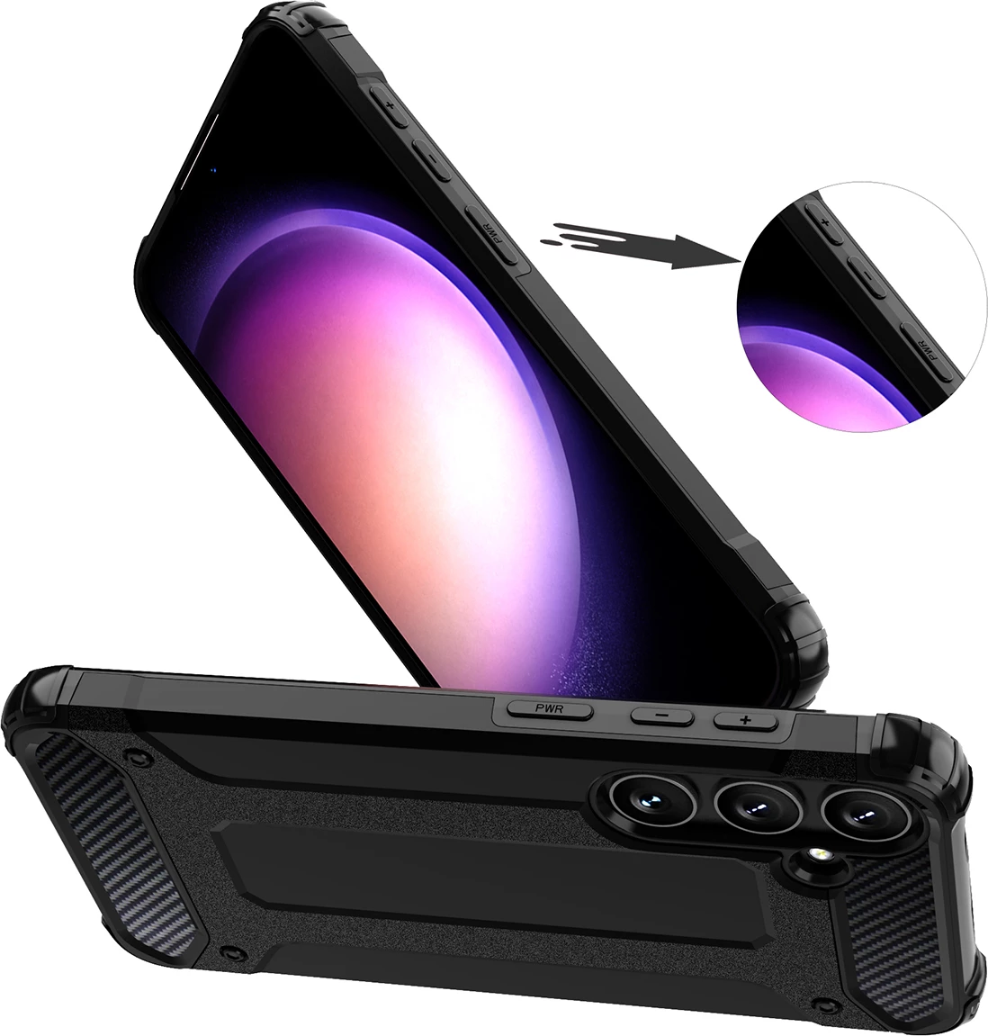 Mbështjellës Hurtel Hybrid Armor për Samsung Galaxy S25, i zi