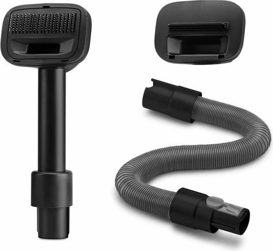 Set aksesorësh për fshesë me korrent UFESA Teddy Pet MPN 81406039, 2-në-1 me 2 koka furçe + zorrë zgjatëse 1.2 m, e zezë/gri