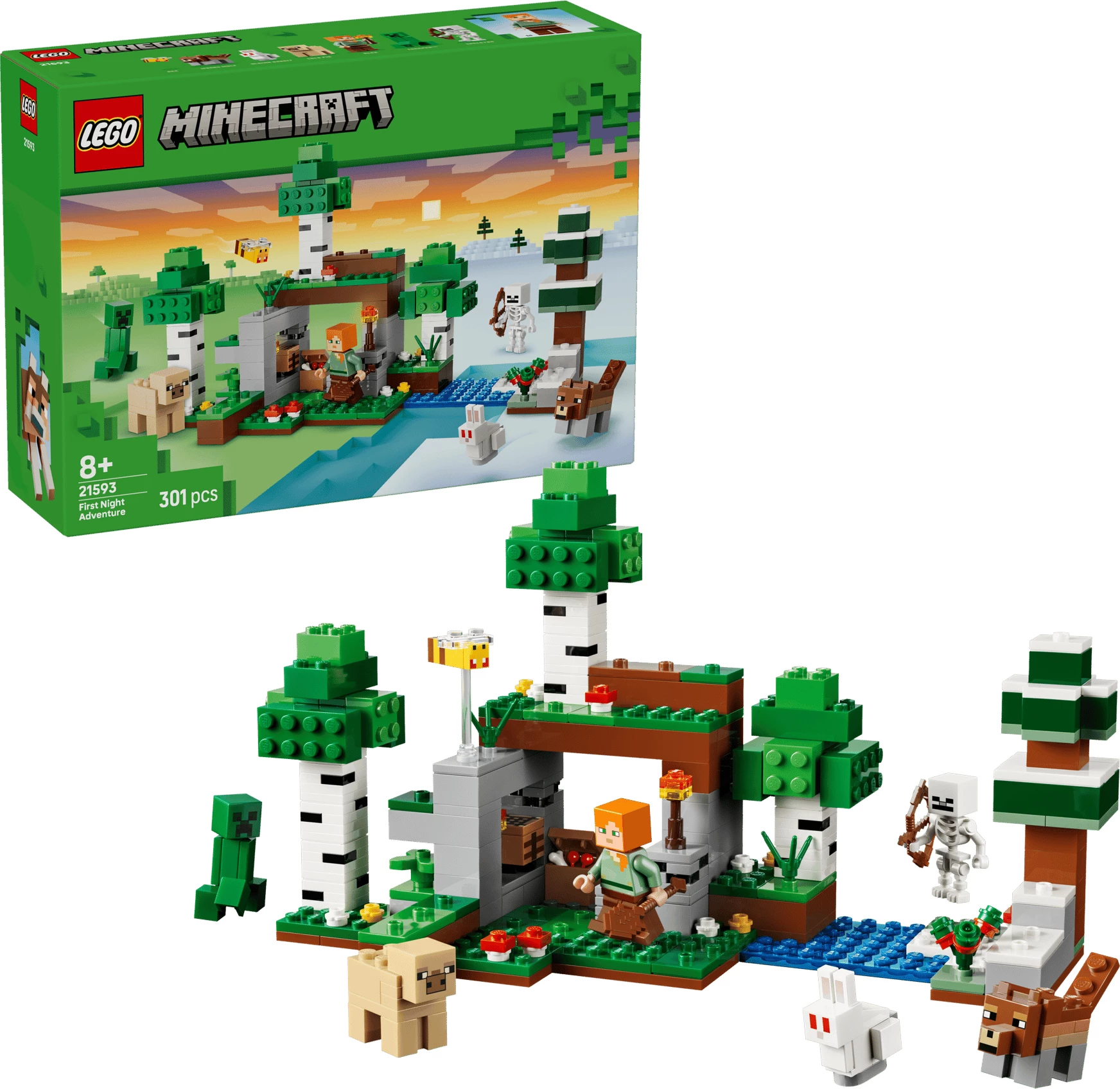 Set LEGO Minecraft LEGO First Night Adventure 21593, 301 pjesë (8+)