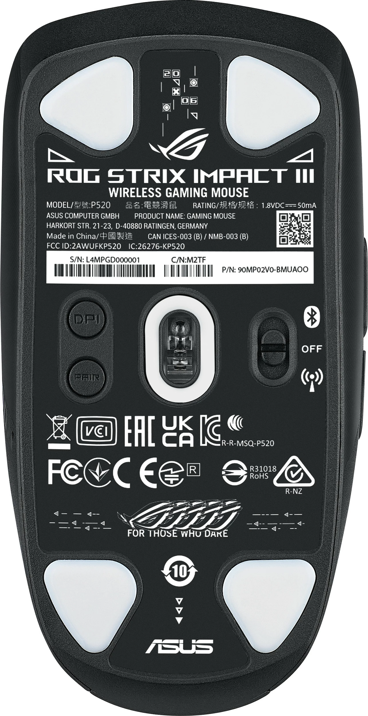 Maus ASUS ROG Strix Impact III Wireless, 36000 DPI, i zi